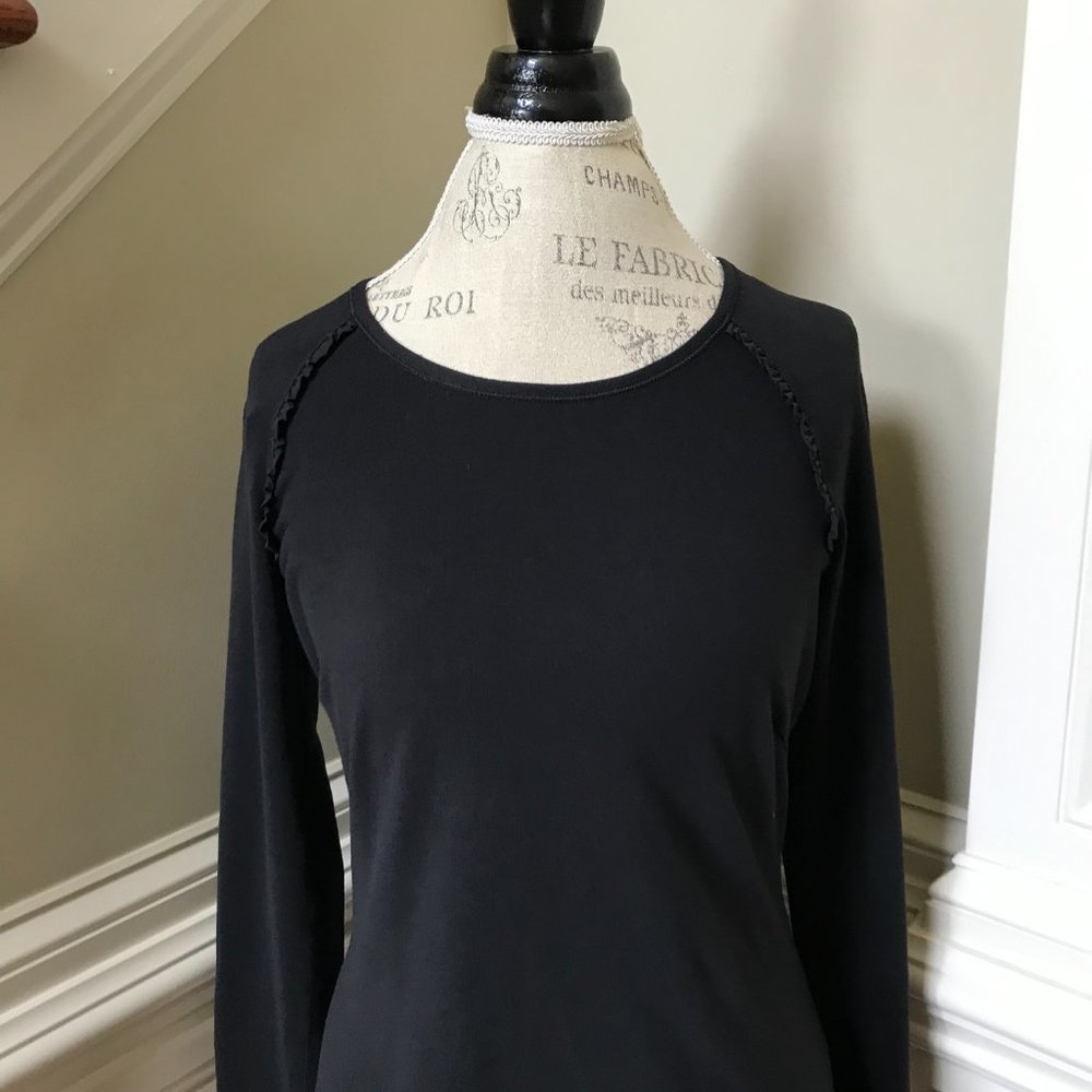 Lululemon Full Tilt Top Shirt Womens 6 Black Crew Neck Long Sleeve Ruffle Run - Picture 5 of 12